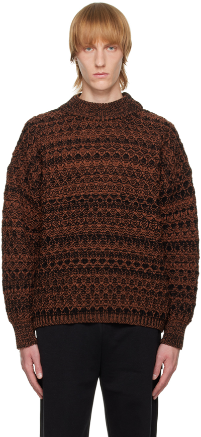 Serapis Brown & Black Crewneck Sweater In Brown / Black