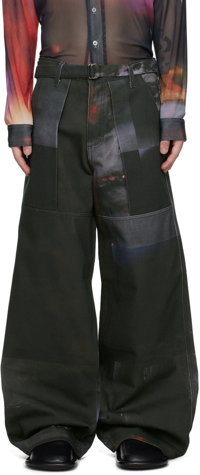 Serapis Ssense Exclusive Black Sailor Jeans In Black Grid