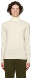 Sunspel Off-white Roll Neck Turtleneck In Ecru