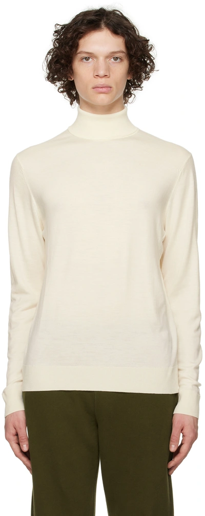 Sunspel Off-white Roll Neck Turtleneck In Archive White