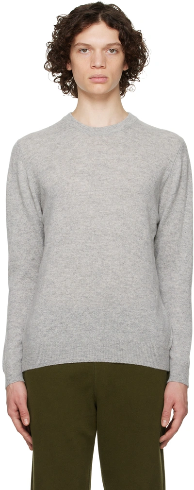Sunspel Gray Crewneck Sweater In Grey Melange