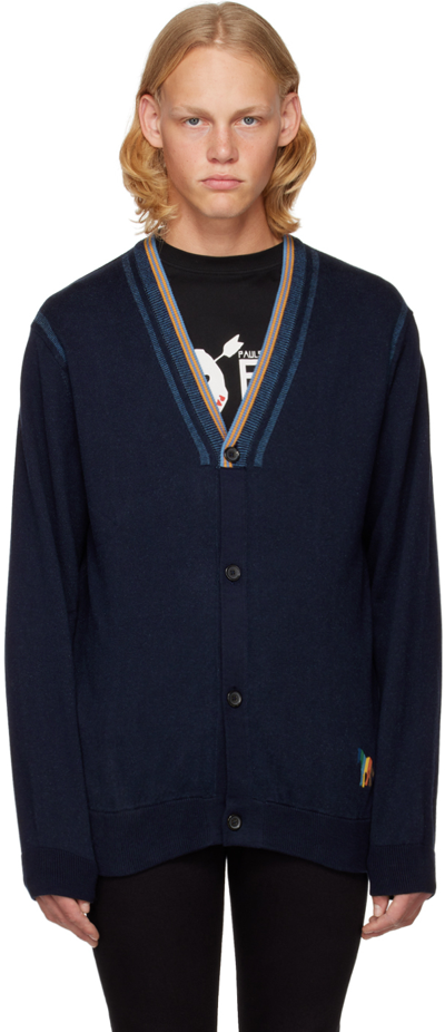 Ps By Paul Smith Contrast-trim Cardigan In 蓝色