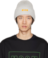 Msgm Embroidered Logo Knitted Beanie In 96 Grey/orange