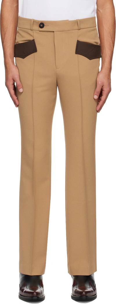Ernest W. Baker Tan Flare Trousers In Brown