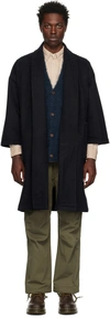 NAKED AND FAMOUS SSENSE EXCLUSIVE BLACK SHAWL COLLAR COAT