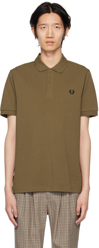 Fred Perry Embroidered-logo Polo Shirt In 褐色