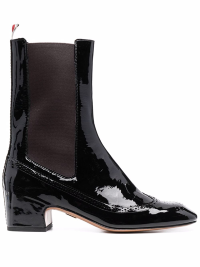 Thom Browne Four-bar Stripe Ankle Boots In Black