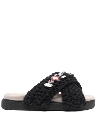 Inuikii 25mm Knitted-strap Sandals In Black