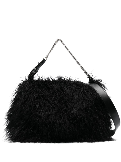 Alberta Ferretti Dory Furry Effect Bag In Black