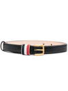 THOM BROWNE RWB-STRIPE PEBBLED-LEATHER BELT