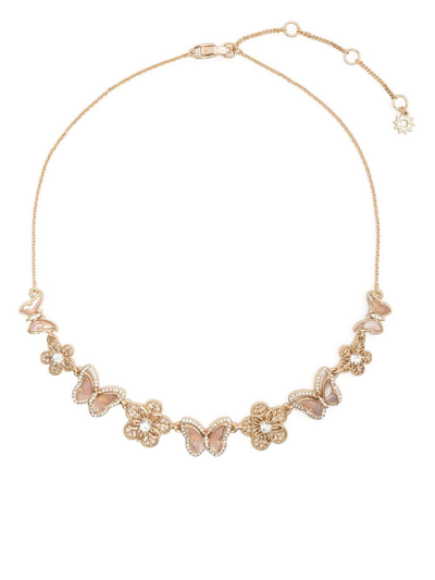 Marchesa Notte Bridesmaids Butterfly Crystal-embellished Necklace In Gold