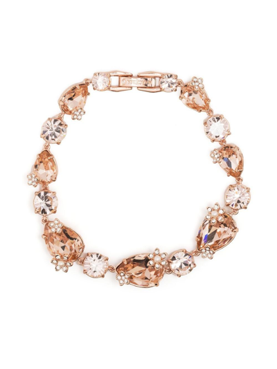 Marchesa Notte Bridesmaids Floral-detail Crystal-embellished Bracelet In Gold