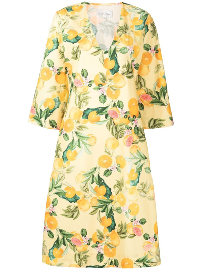 Cara Cara Martina Printed Cotton-poplin Midi Dress In Yellow