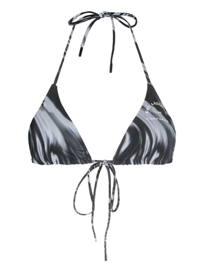 Karl Lagerfeld 21 Rue St-guillaume Printed Bikini Top In Black