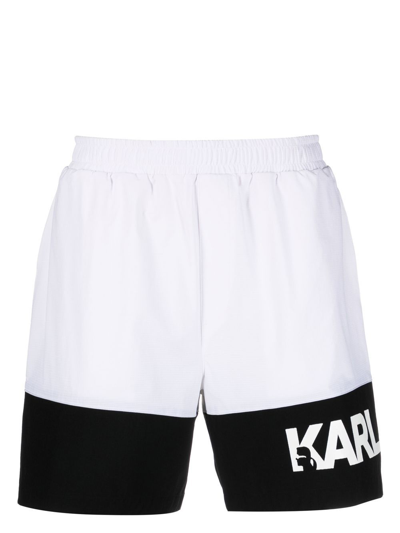 Karl Lagerfeld Colour-block Med Board-shorts In White