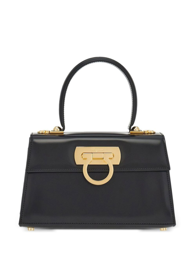 Ferragamo Iconic Top Handle In Black