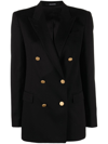 Tagliatore Double-breasted Houndstooth Jacket With Tailored Silhouette In Black