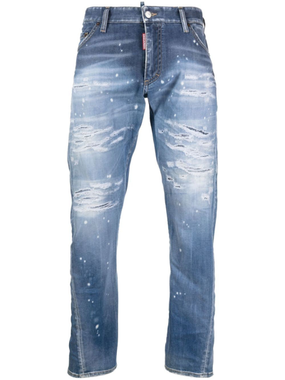 Dsquared2 Distressed Slim-cut Jeans In Blue