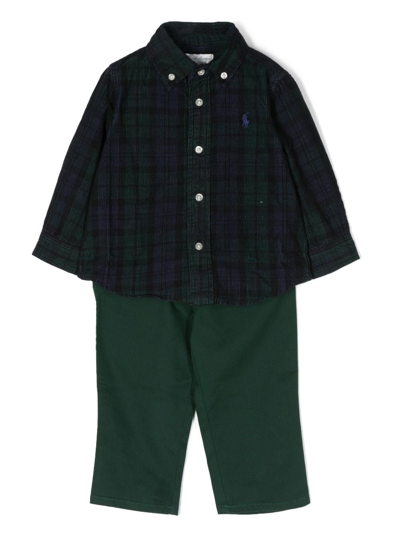 Ralph Lauren Babies' Corduroy Shirt Trousers Set In Green