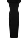 Reformation Off-shoulder Midi Dress In Black