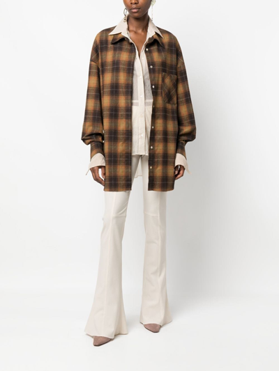 Ac9 Panelled Check-pattern Shirt In Brown