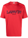 Lanvin Logo Embroidered Short-sleeved T-shirt In Red