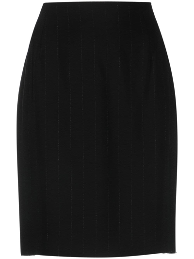 Pre-owned Gianfranco Ferre 1990s Pinstripe Pencil Skirt In Black