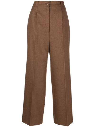 Pre-owned Gucci 1970s Cropped Wool Trousers In Brown