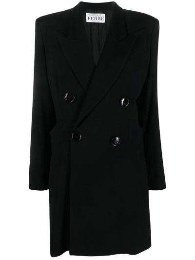 Pre-owned Gianfranco Ferre 1990s Peak Lapels Double-breasted Jacket In Black