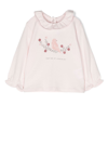 Tartine Et Chocolat Ruffle-collar Graphic-print T-shirt In Pink