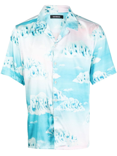 Nahmias Clouds-motif Short-sleeved Shirt In Blue