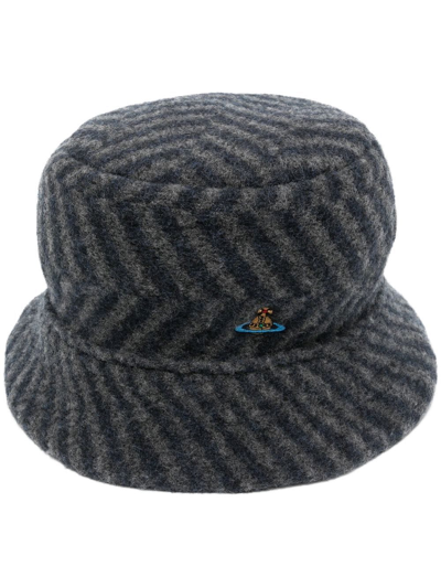 Vivienne Westwood Zig-zag Pattern Bucket Hat In Grey