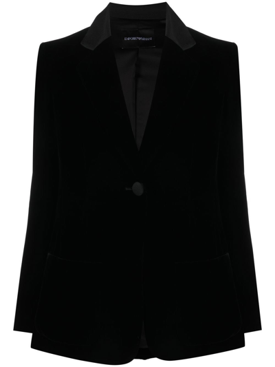 Emporio Armani 排扣直筒西装夹克 In Black