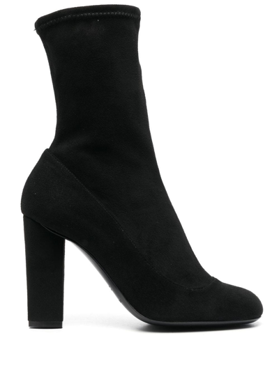 Emporio Armani Sock-style Heeled Ankle Boots In Black