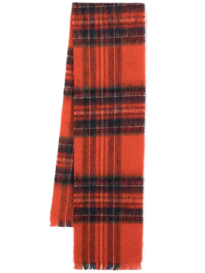 Mackintosh Royal Stewart Check-pattern Scarf In Orange