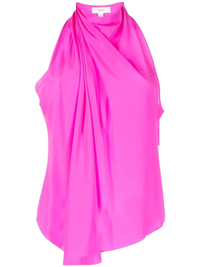 A.l.c Erin Draped Silk-blend Sleeveless Top In Pink