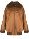 Rotate Birger Christensen Faux Shearling Bomber Jacket In Brown