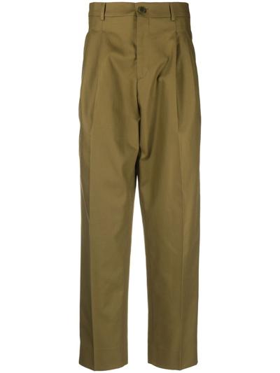 Costumein Pleated Cotton Trousers In Green