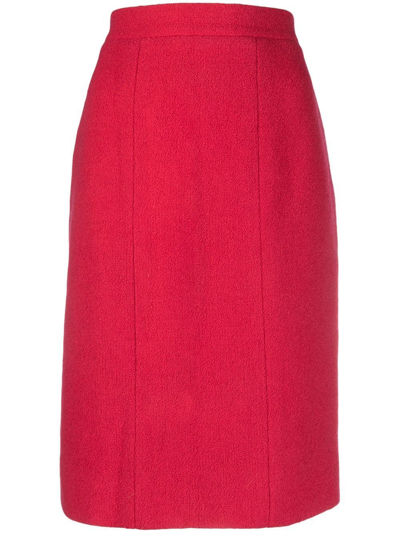 Pre-owned Chanel 1993 Wool Pencil Skirt In Pink