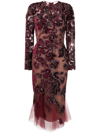 MARCHESA EMBROIDERED SEQUINNED DRESS