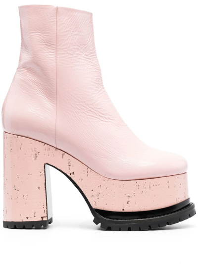 Haus Of Honey Lacquer Doll 115mm Leather Platform Boots In Pink