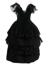 MARCHESA PLEATED TIERED GOWN