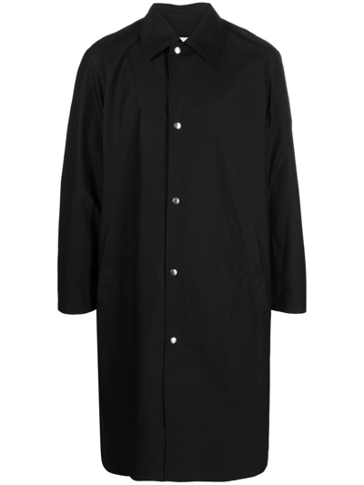 Jil Sander Lightweight Cotton Coat With Back Logo In Black