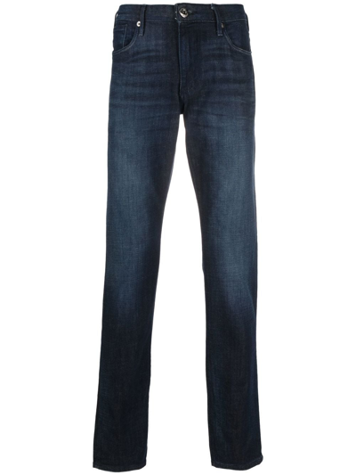 Emporio Armani Mid-rise Straight-leg Jeans In Blue