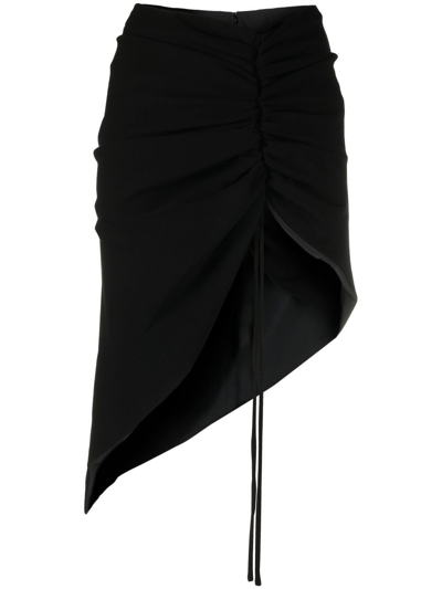 Monot Ruched Asymmetric Crepe Skirt In Black