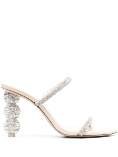 Cult Gaia Envi Sphere-heel Embellished Slide Sandals In White