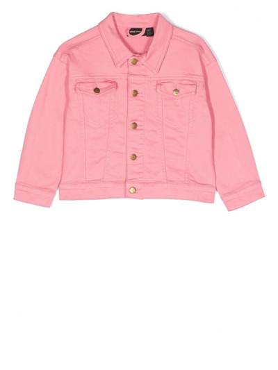 Mini Rodini Kids' Cotton Denim Jacket In Rosa