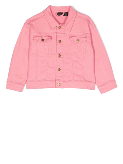 Mini Rodini Kids' 棉质牛仔夹克 In Pink