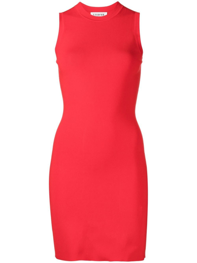Victoria Beckham Fitted Sleeveless Stretch-woven Mini Dress In Red