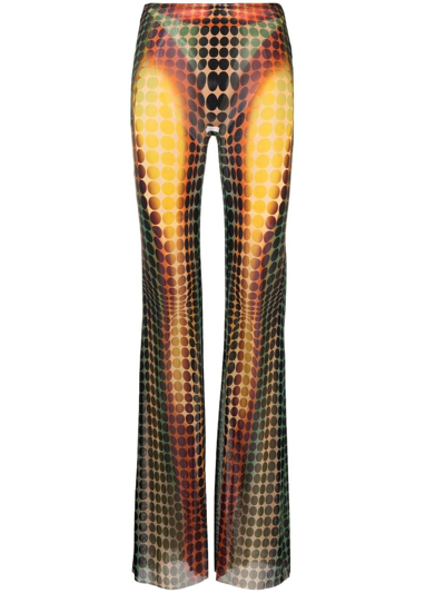 Jean Paul Gaultier Multicolor Pants With High Waist And All-over Print In Tech Fabric Woman In Yellow